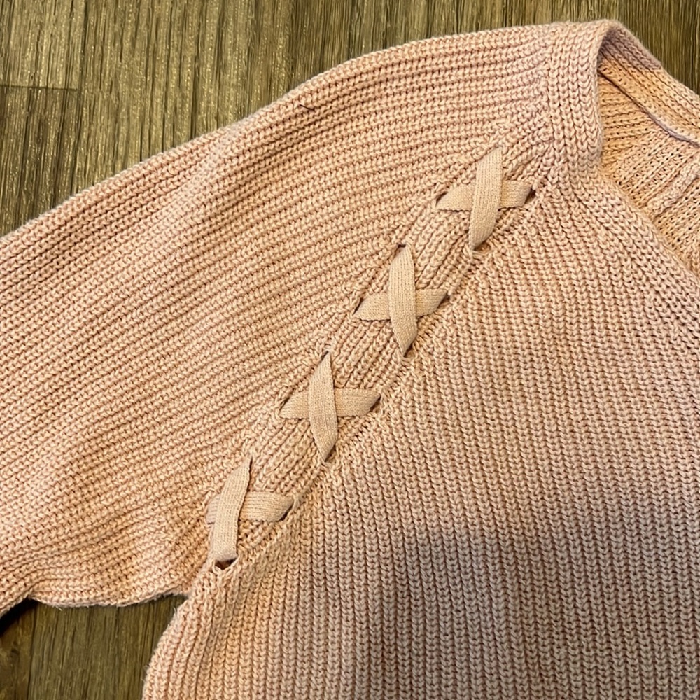 a.n.a. Light Pink V-Neck Ribbon Sweater - Picture 10 of 12